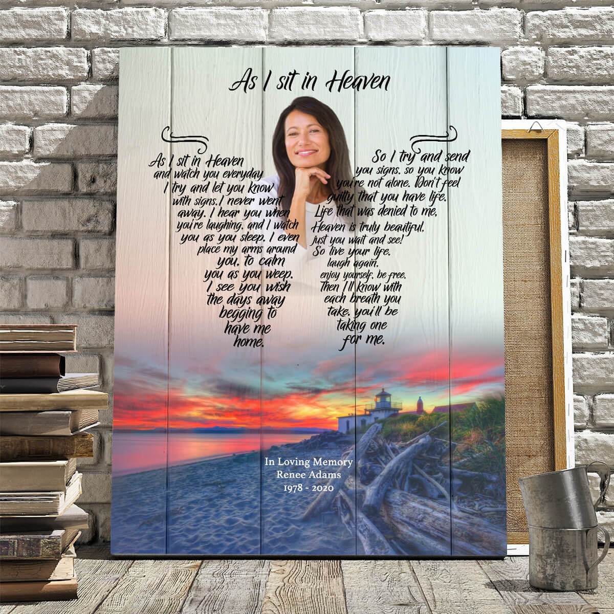 As I Sit In Heaven Livin The Dream Personalized Photo Memorial Poster Canvas, Gift For Family Gift for Remembrance Home Decor Wall Art Visual Art