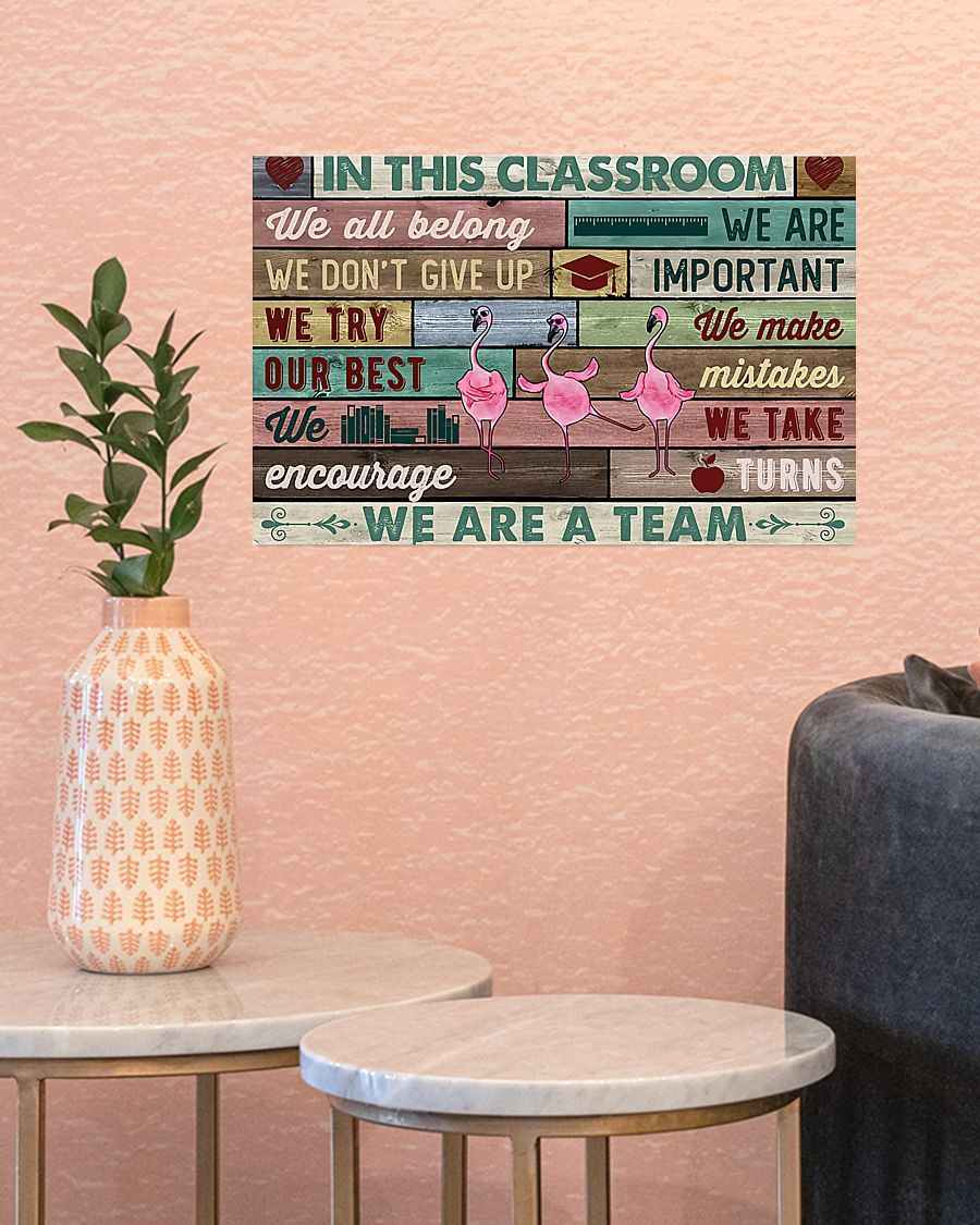 Flamingo We Are A Team Horizontal Canvas And Poster | Wall Decor Visual Art