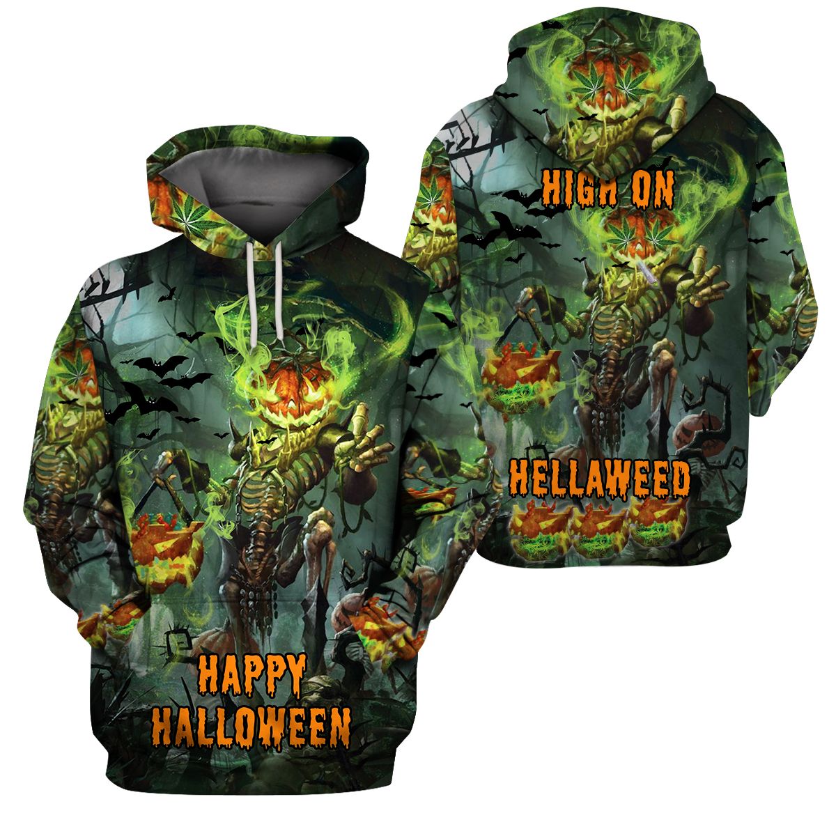 3D All-Over Printed Apparels “Halloween Skull Hellaweed” (Av-Nh91)