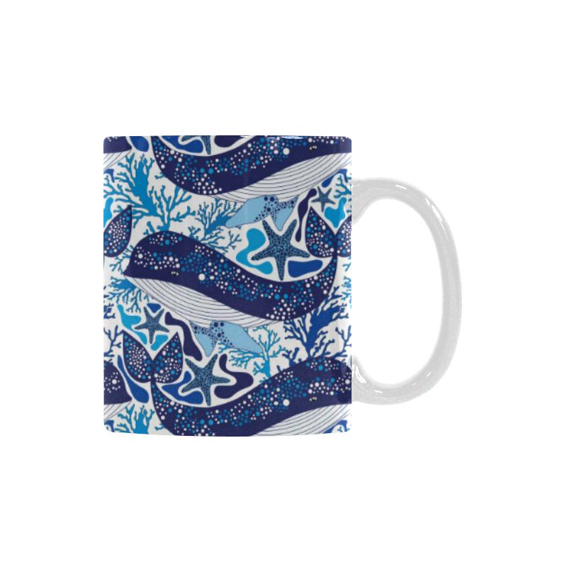 Whale Starfish Pattern Classical White Mug (FulFilled In US)