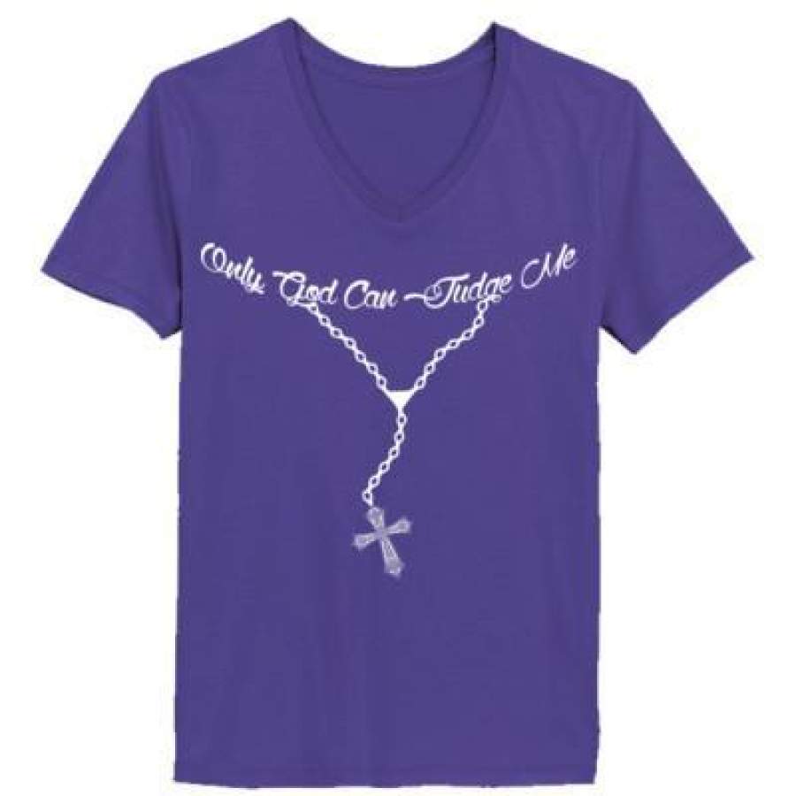 AGR Only God Can Judge Me Jesus – Ladies’ V-Neck T-Shirt