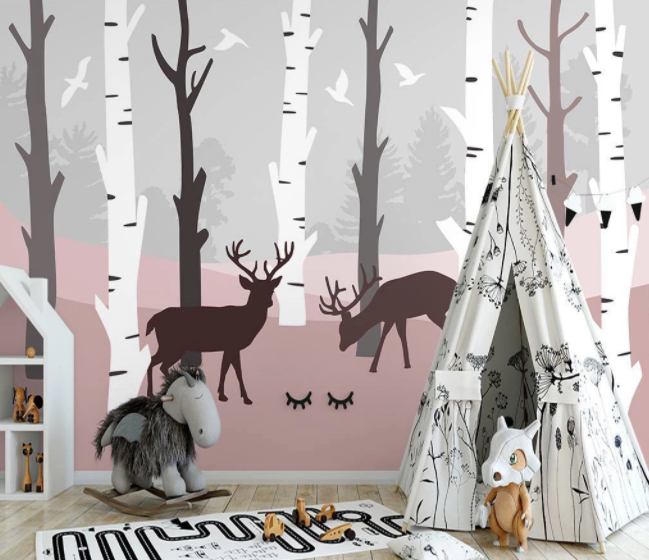 3D Cartoon Forest Animal Elk Wall Mural Wallpaper Lqh 207