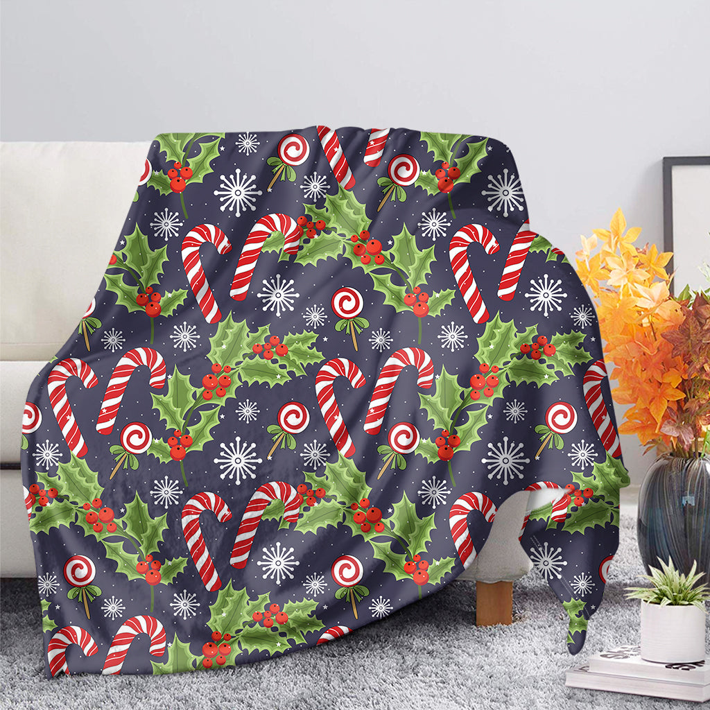 Christmas Berry And Candy Pattern Print Blanket