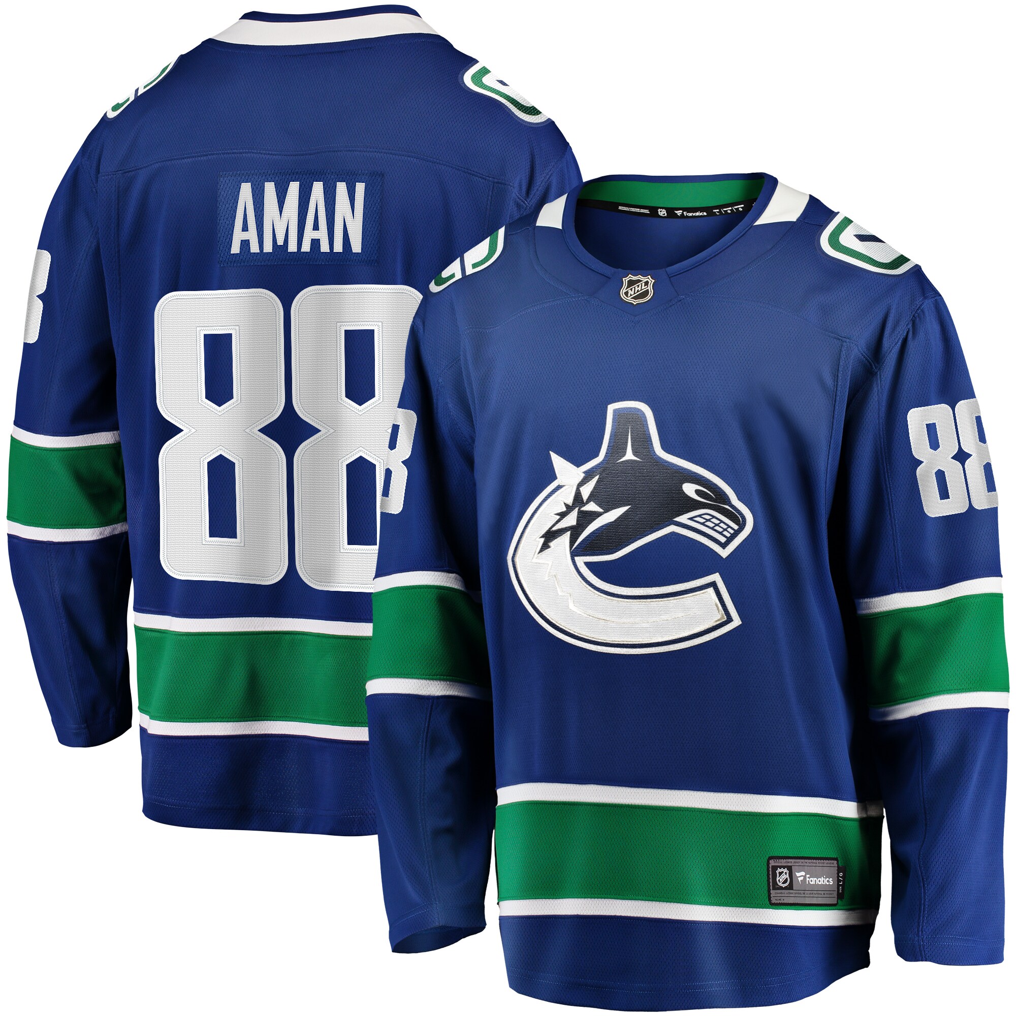 Nils Aman Vancouver Canucks Branded Home Premier Breakaway Player Jersey – Blue