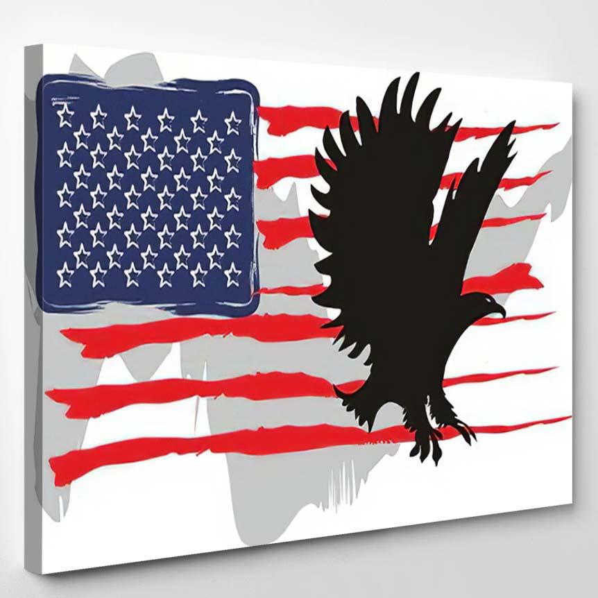 American Flag Eagle Graphic Design Vector – Eagle Animals Canvas Print