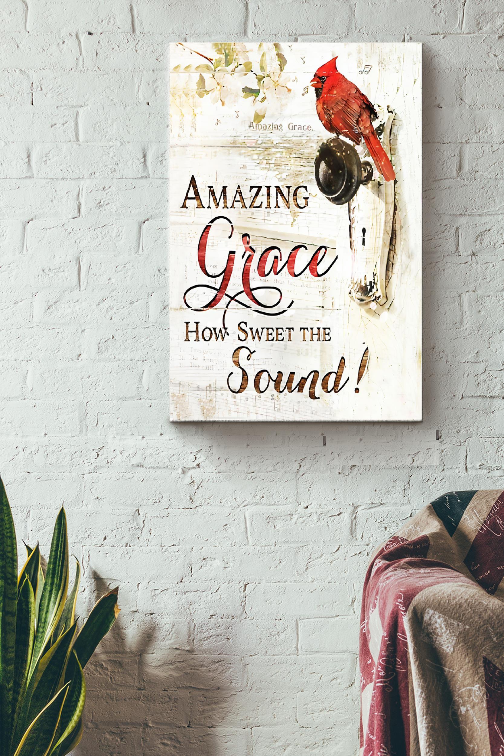 Amazing Grace How Sweet Sound Poster – Animals Wall Art – Gift For Bird Lovers Red-Whiskered Bulbul Fans Farmhouse Sign Livingroom Decor Wrapped Canvas