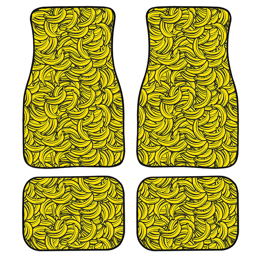 Yellow Banana Pattern Print Front And Back Car Floor Mats, Front Car Mat