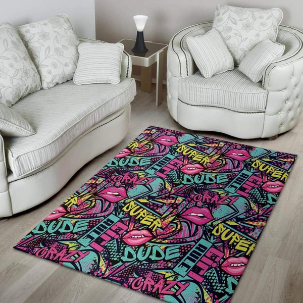 Abstract Graffiti Hiphop Lip Area Rug