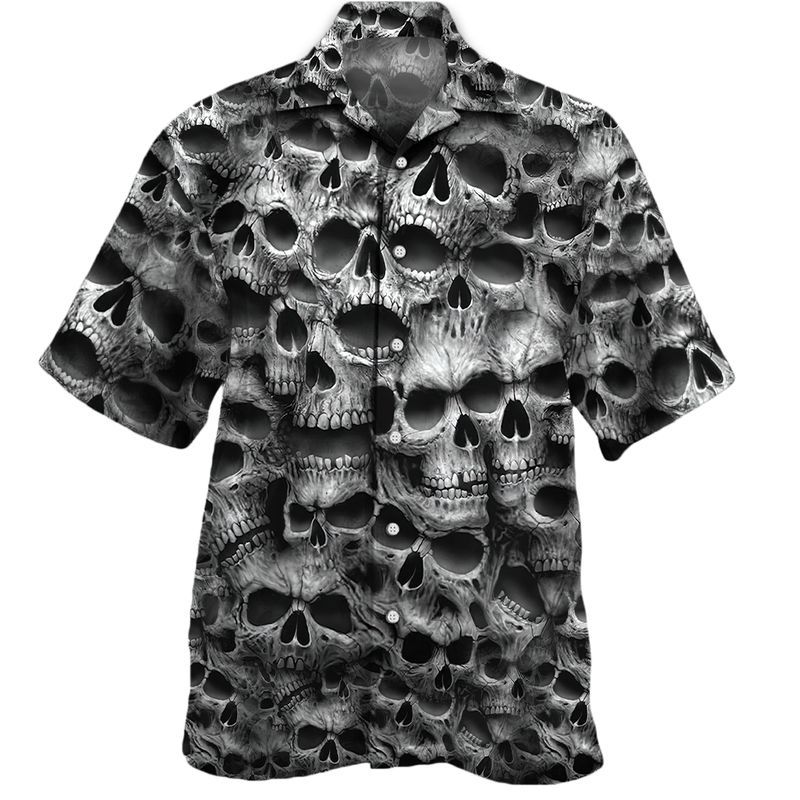 Skull Pattern Gray Awesome Design Unisex Hawaii Shirt For Men And Women Ha59511