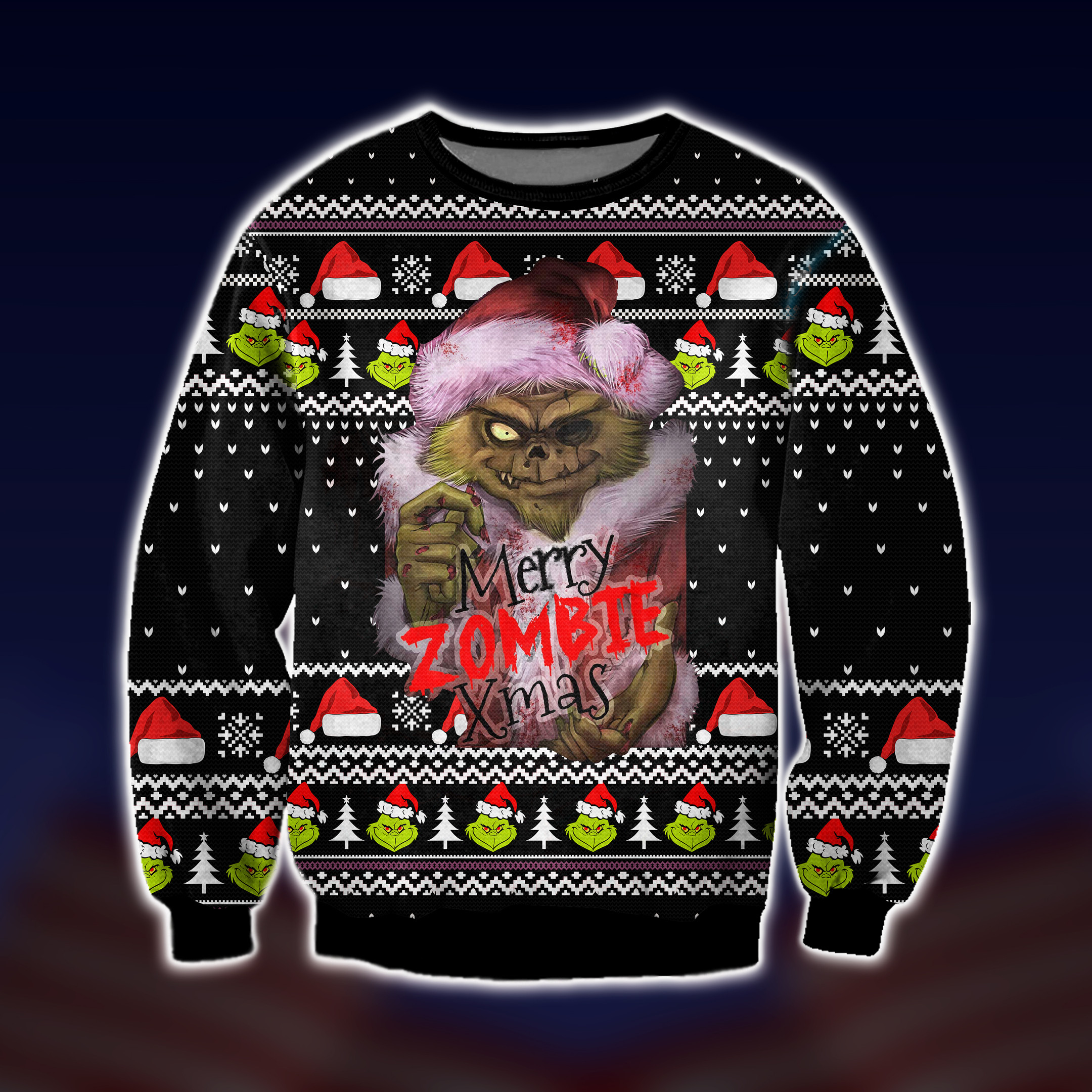 Grinch Zombie Merry Xmas Ugly Christmas Sweater