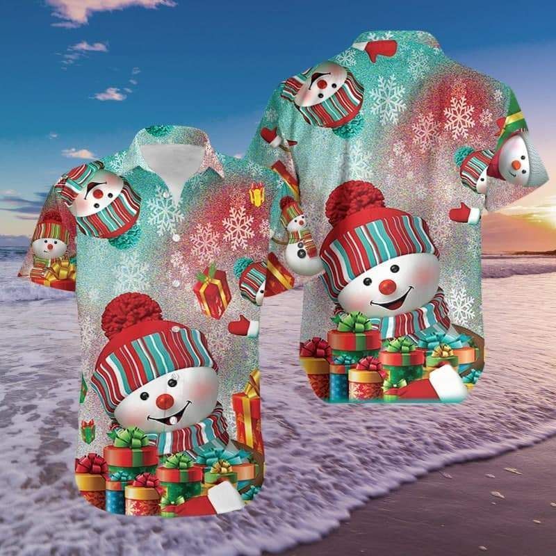 Get Here Lovely Snowman With Gift Merry Christmas Hawaii Shirts Ha69191