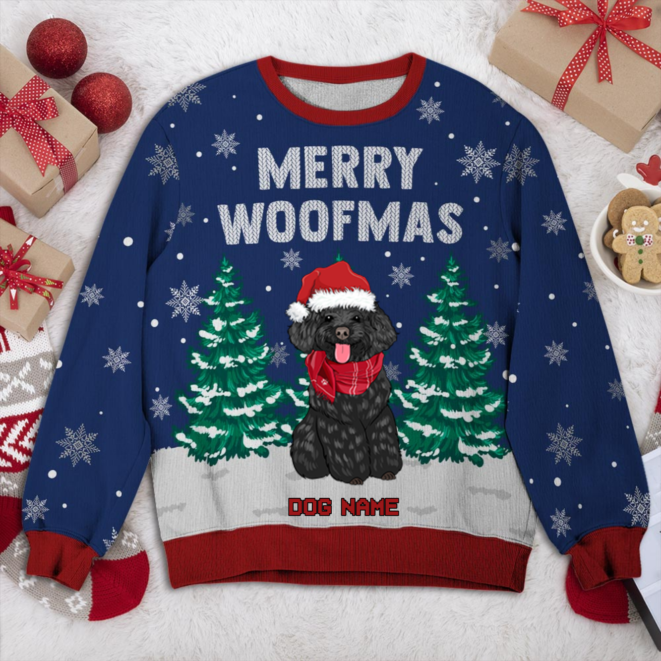 Toy Poodle 2 Personalized Sweater, Dog Ugly Christmas Sweater