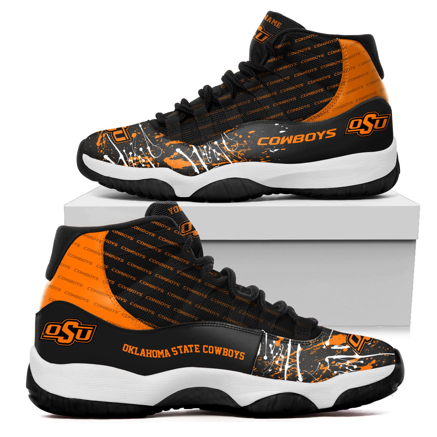 Custom Name Oklahoma State Cowboys Air Jd 11 Sneakers Shoes 148 For Football Fans Oklahoma State University–Stillwater