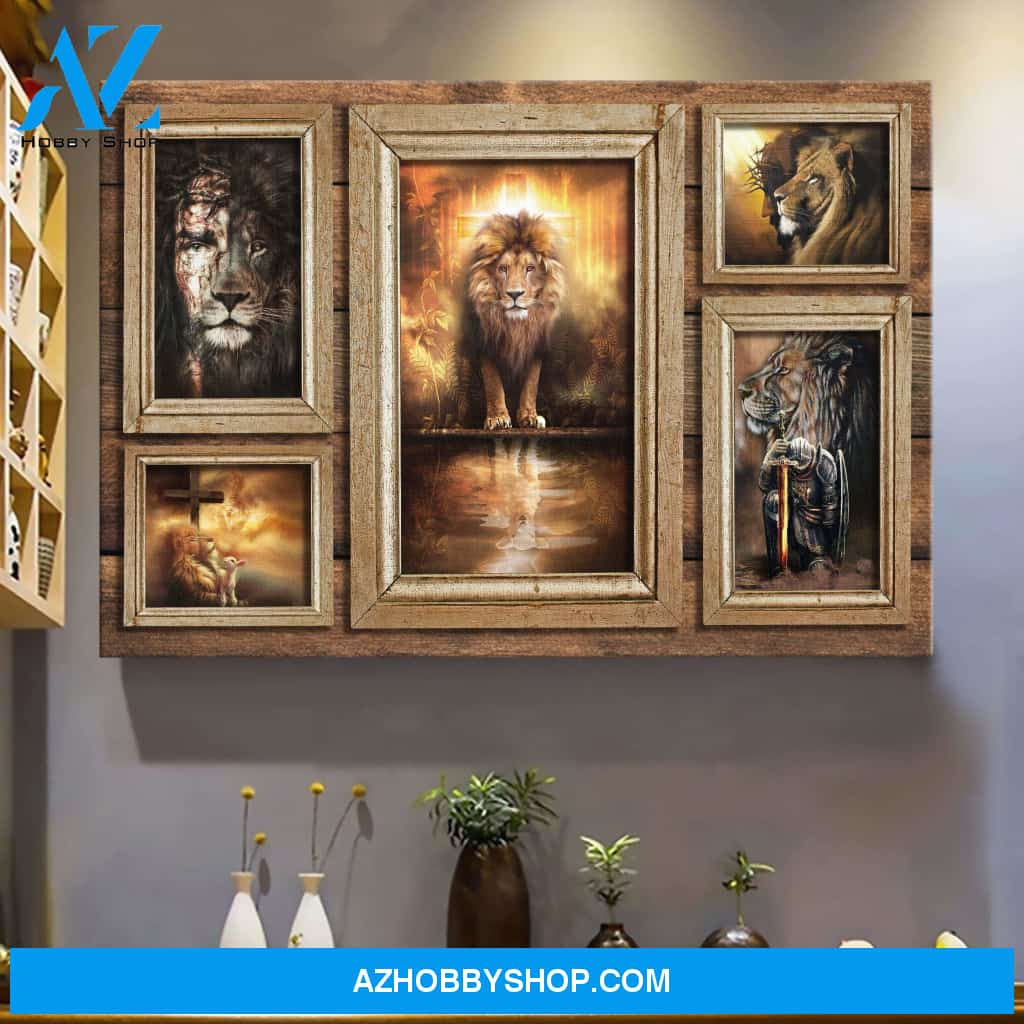 Awesome Lions In Picture Frames Jesus Landscape Canvas Prints