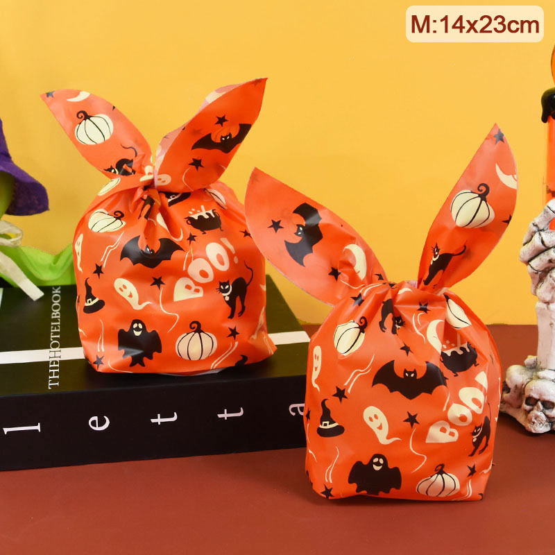 25/50pcs Halloween Candy Bags Pumpkin Bat Snack Biscuit Gift Bag Trick or Treat Kids Favors Halloween Party Decoration Supplies alx