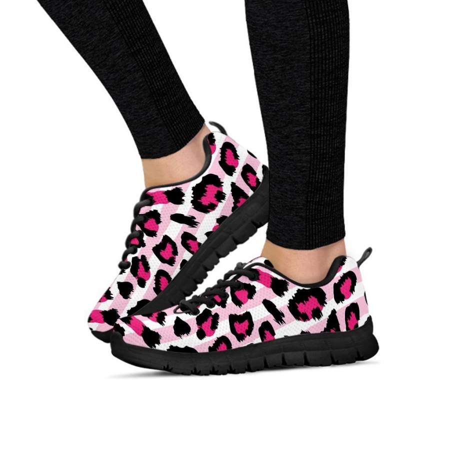 Pink Striped Leopard Women’s Sneakers