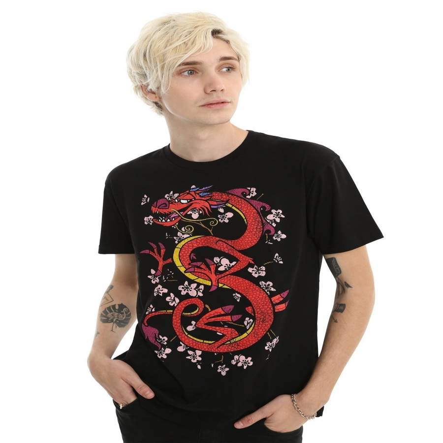 YPS Fashion Men’s T-Shirt MULAN MUSHU CHERRY BLOSSOM T-SHIRT Men’s Personality T-shirt Casual T Shirt