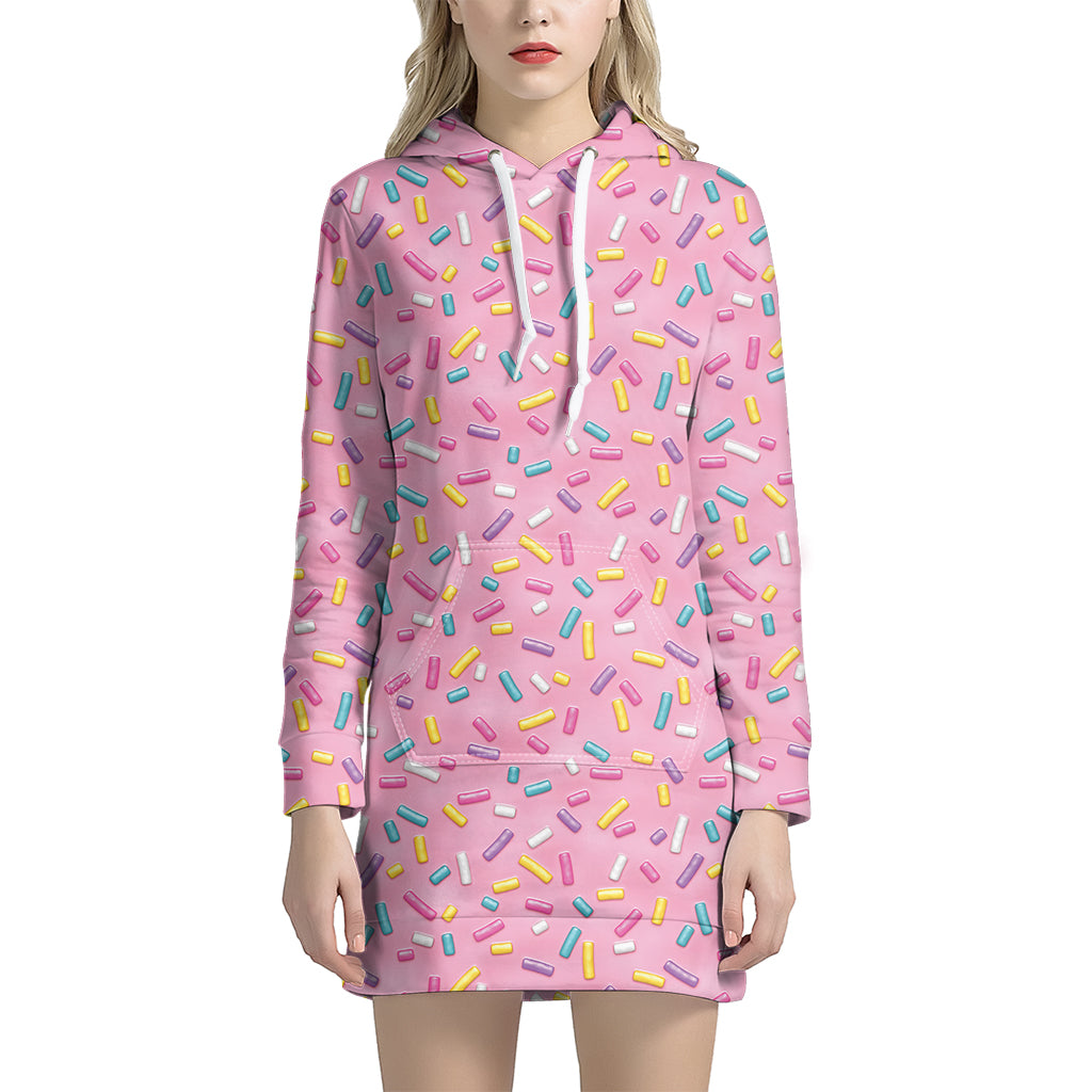 Cute Candy Pattern Print Women’S Pullover Hoodie Dress