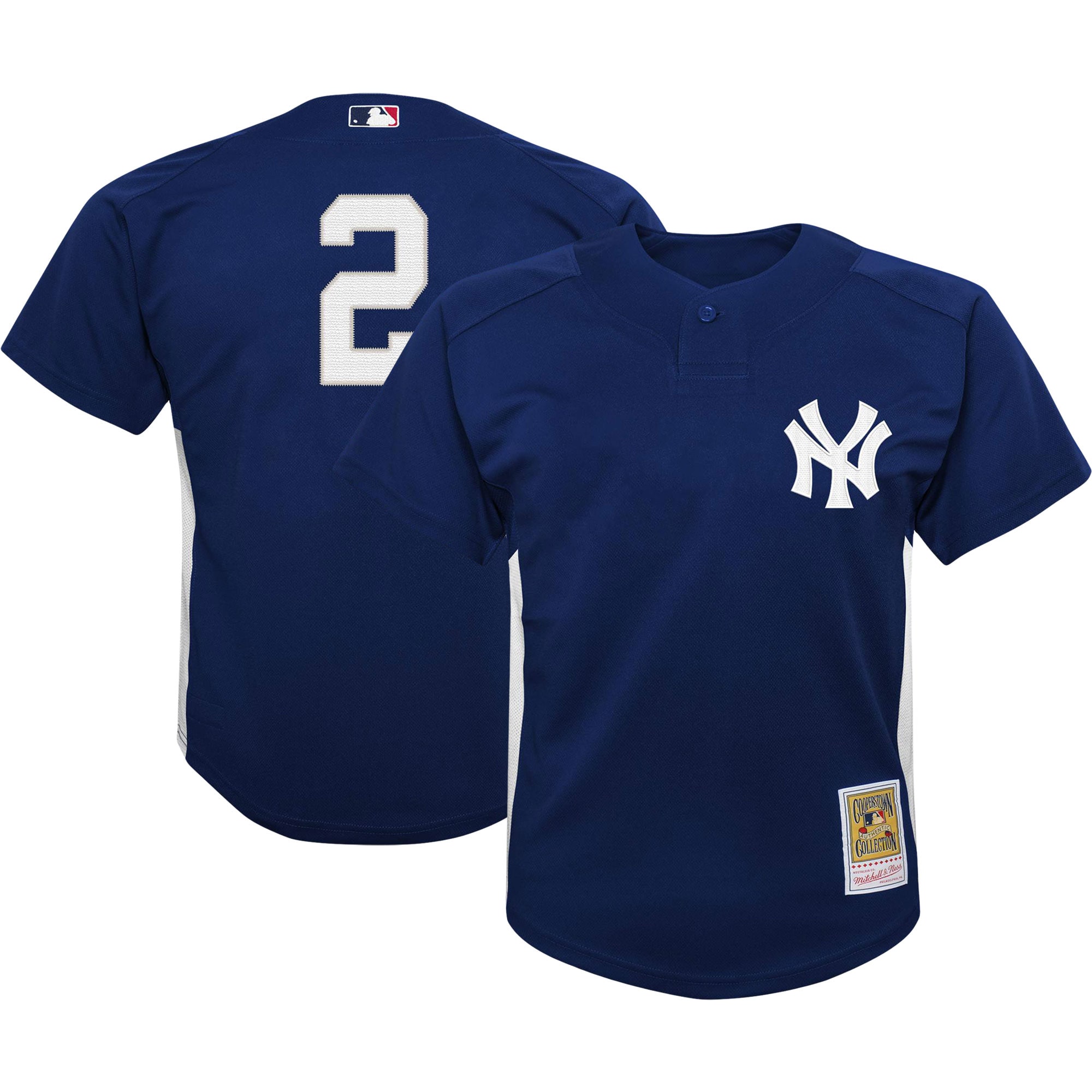 Derek Jeter New York Yankees Mitchell & Ness Youth Team Cooperstown Collection Mesh Batting Practice Jersey – Navy