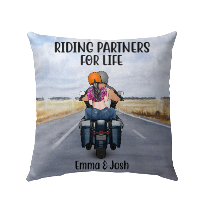 Personalized Pillow, Couple Riding Touring Motorcycle Custom Gift For Bikers