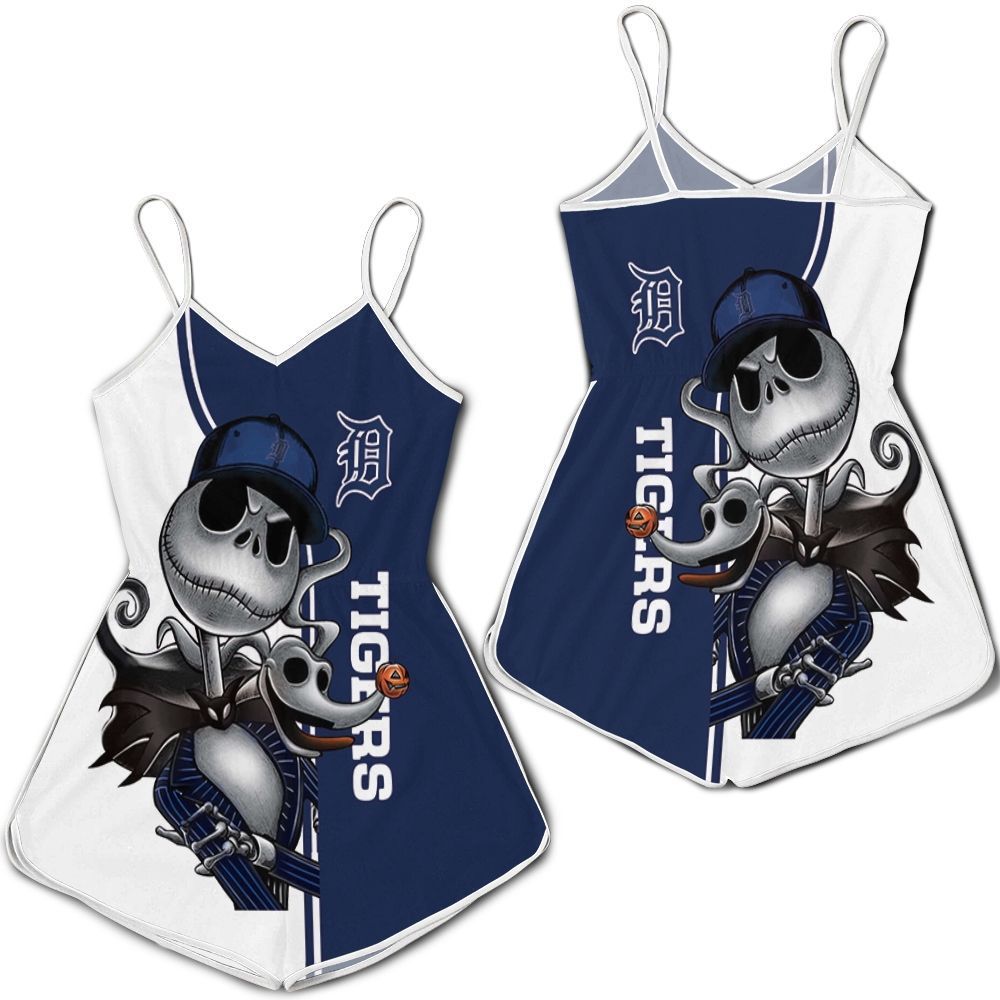 Detroit Tigers Jack Skellington And Zero 3D Romper