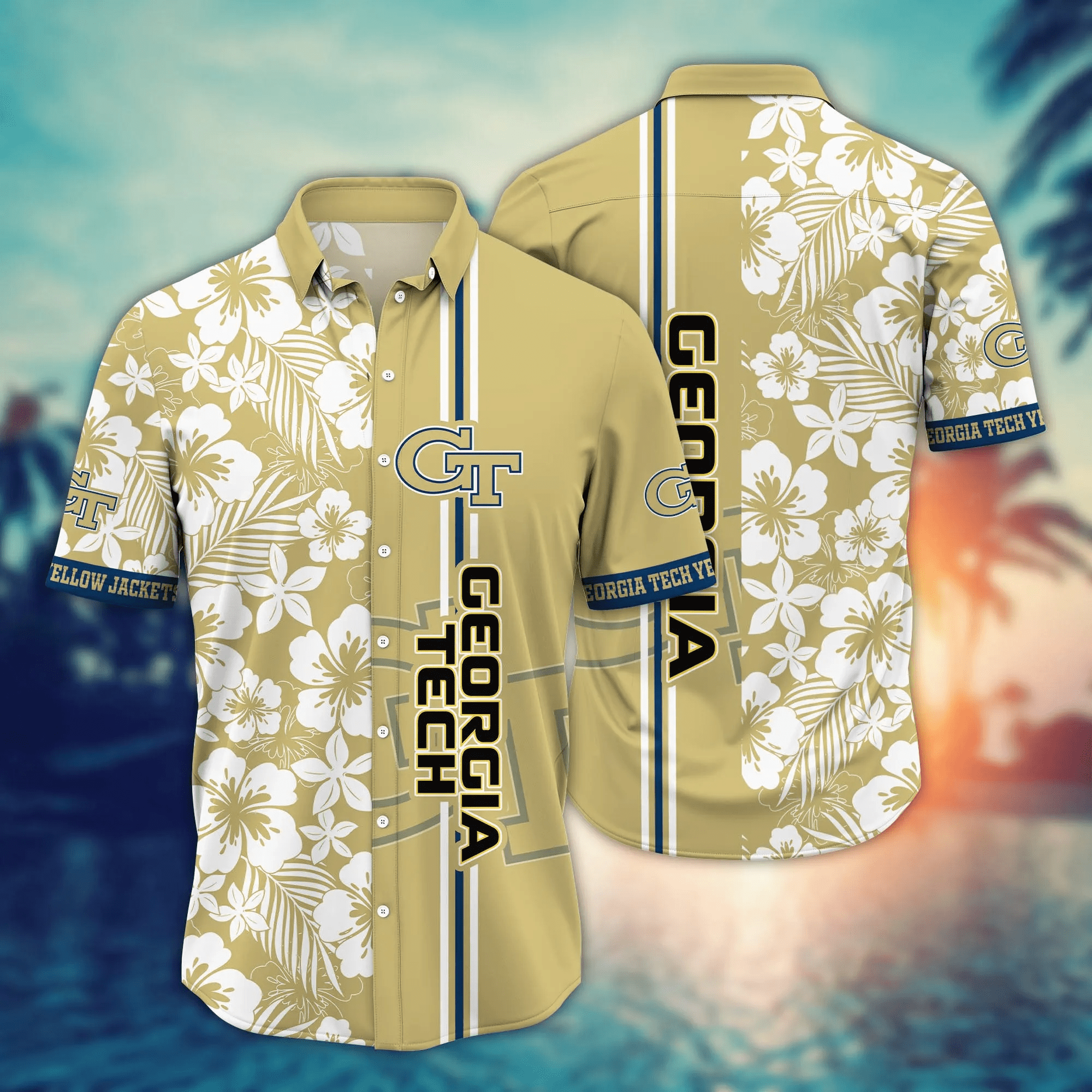 Georgia Tech Yellow Jackets NCAA Hawaiian Shirt Shortstime Tournament Play Shirts