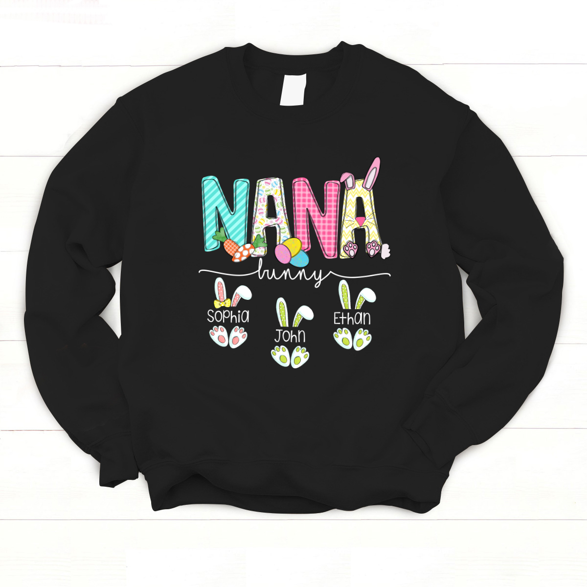 Personalized Grandma Bunny And Grandkids Cute Rabbit Easter Sweatshirt