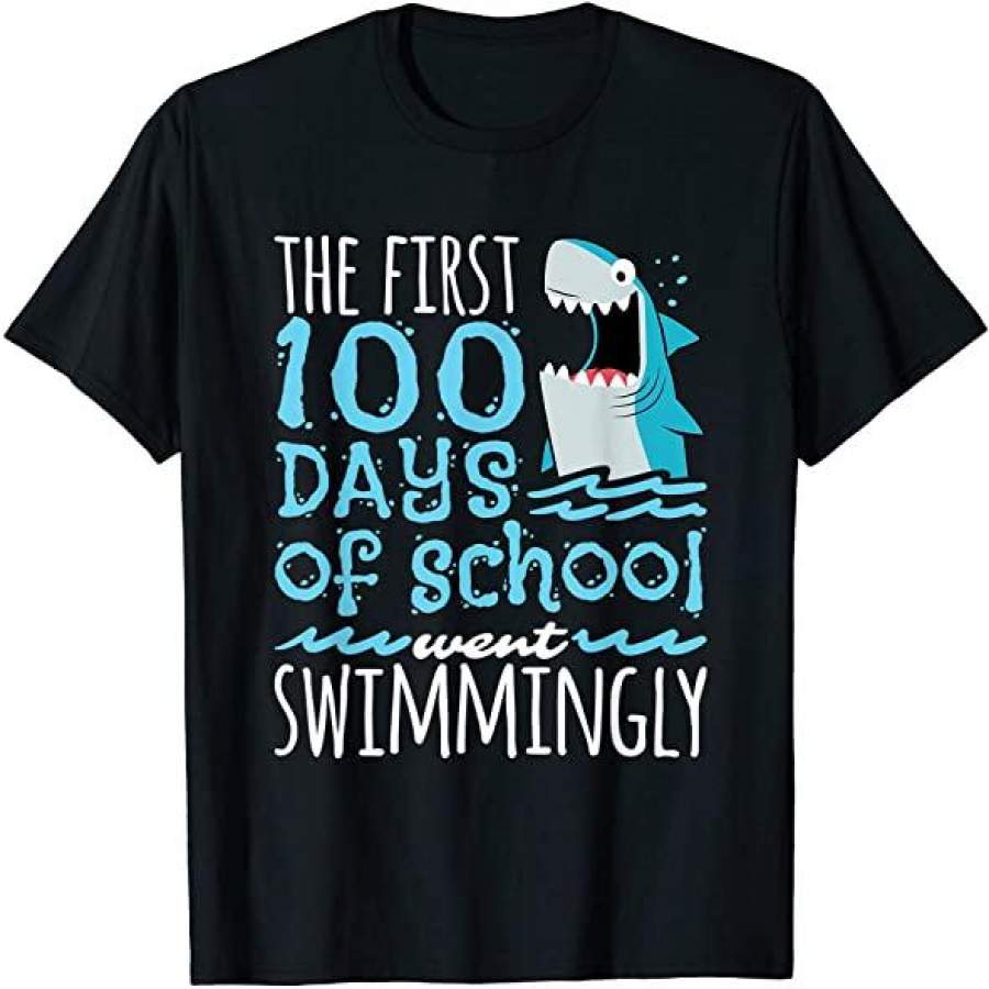 100 Days Of School Shirt 100 Days Of School Shark T Shirt – Teachers Students Custom T Shirts Add Name Black Kids Toddler Adult Size S To 5Xl