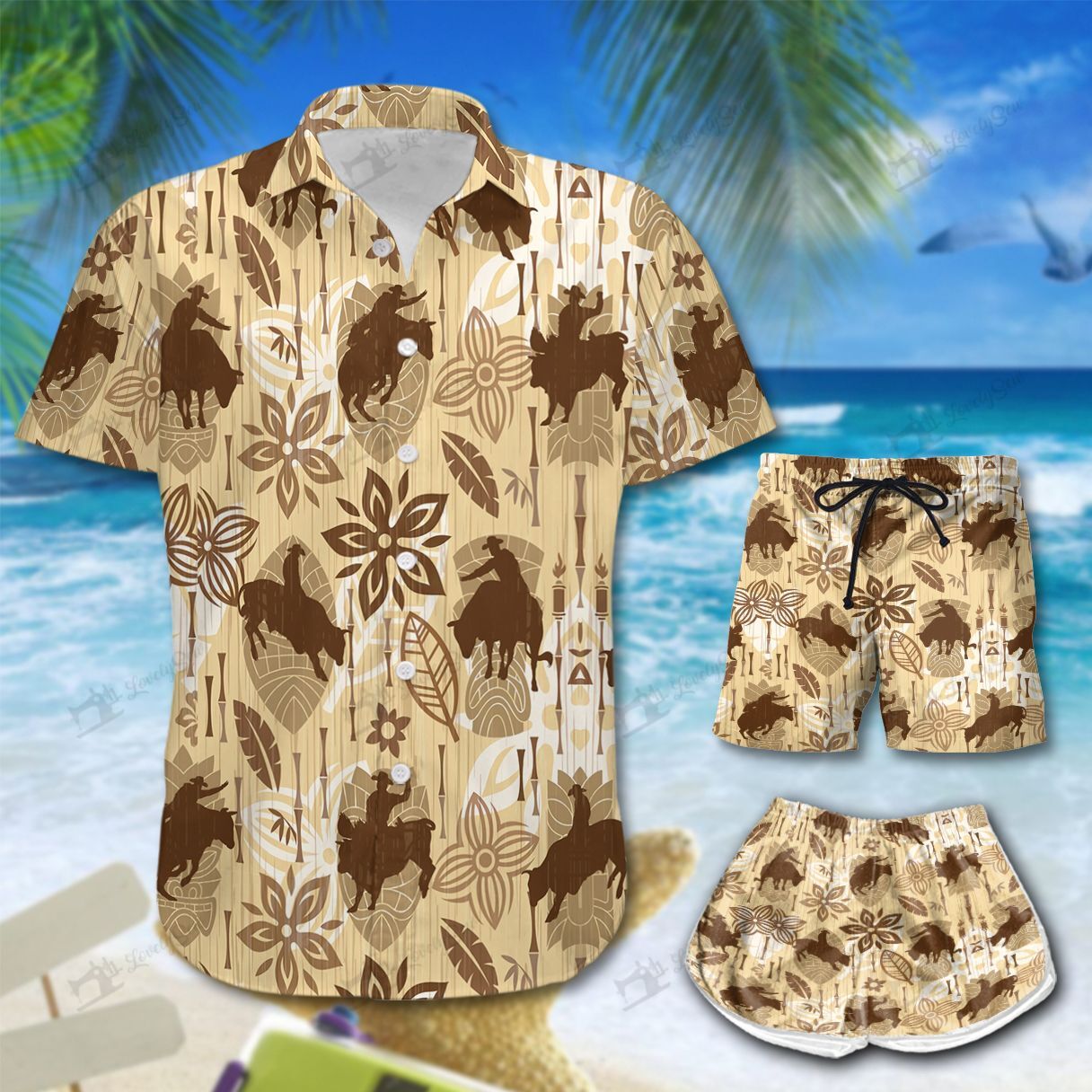 Bull Riding Hawaiian Shirt Shorts Ha71680