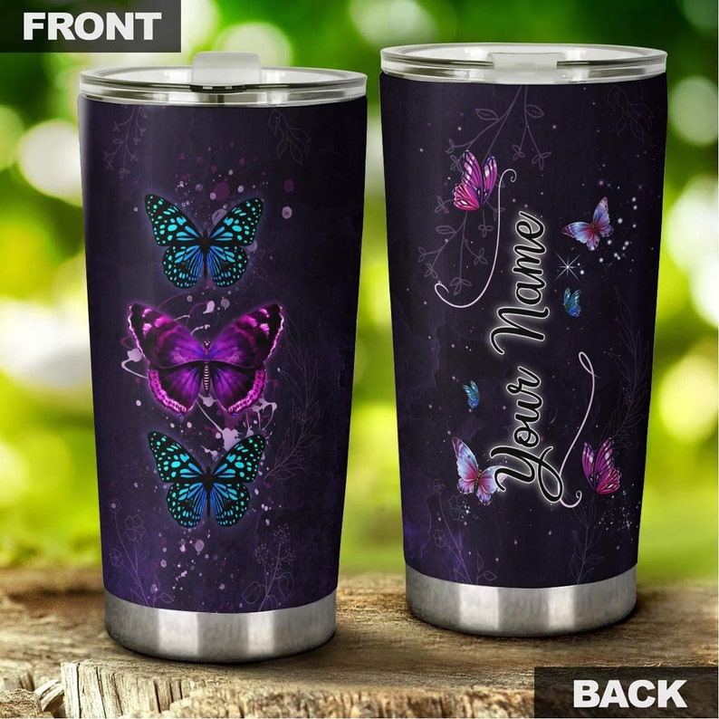 Butterfly Purple Personalized Tumbler-Birthday Gift Christmas Gift For Butterfly Lover For Her