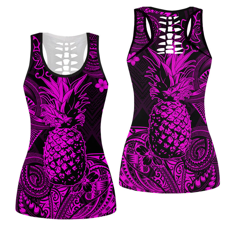 Hawaiian Pineapple Polynesian Hollow Tank Top Unique Style Pink Ha44633