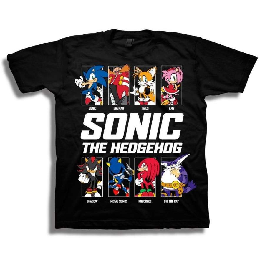 Sega Boys’ Sonic The Hedgehog Character Group Short Sleeve Tee