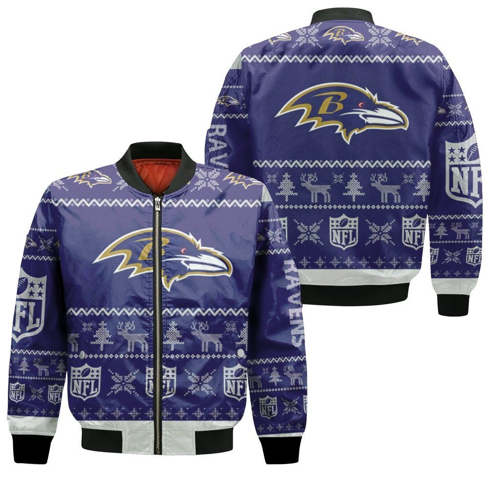 Baltimore Ravens Ugly Christmas 3D Bomber Jacket