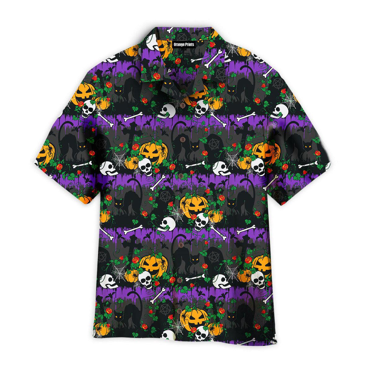 Gothic Halloween Graveyard Scary Holiday Aloha Hawaiian Shirts For Men & For Women | Wt7023