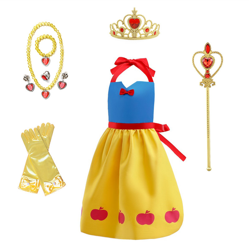 2022 New Cossky Girls Belle Aurora Princess Sleeveless Apron Kids Elsa Baby Cinderella Hanging Neck Children Dress alx