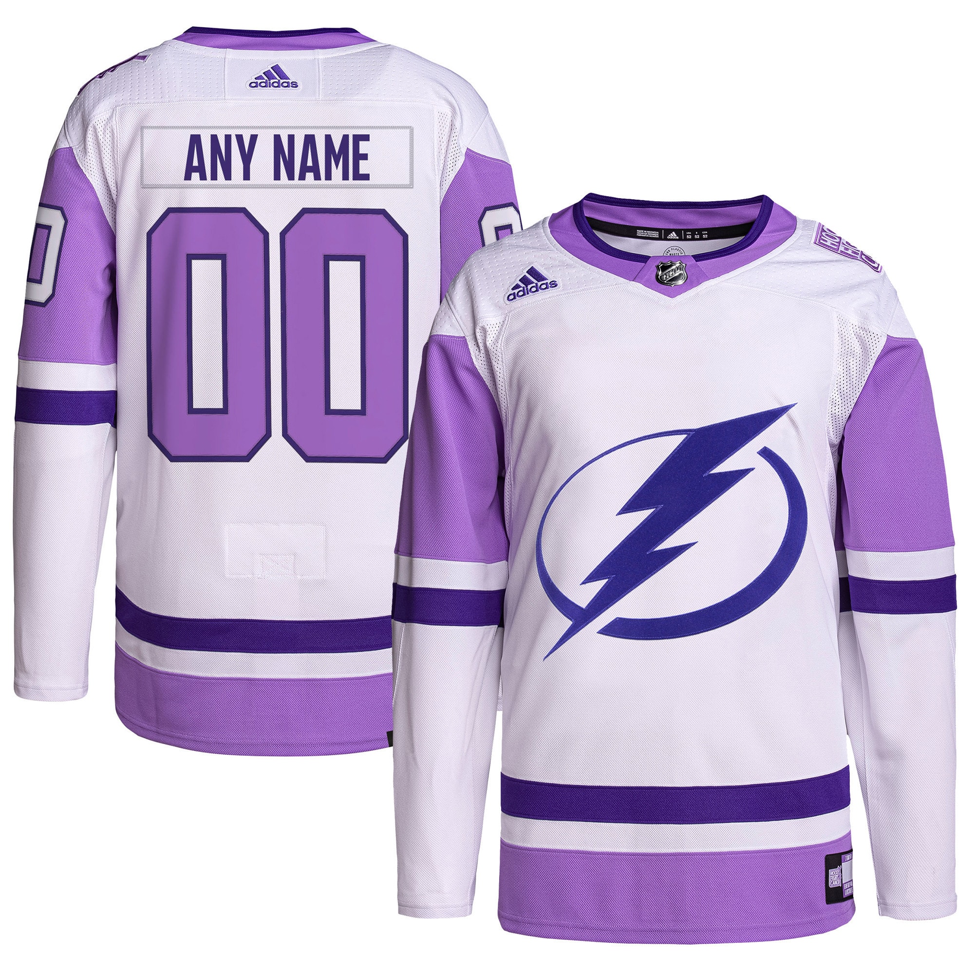 Tampa Bay Lightning Hockey Fights Cancer Primegreen Authentic Custom Jersey – White/Purple