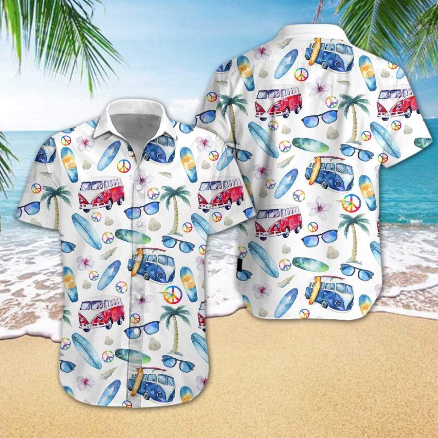 Hippie Van Beach Tropical Full Printing Hawaii Shirts Ha64435