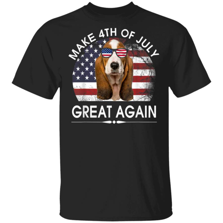 Basset Hound Make 4th Of July Great Again USA Dog flag TShirt