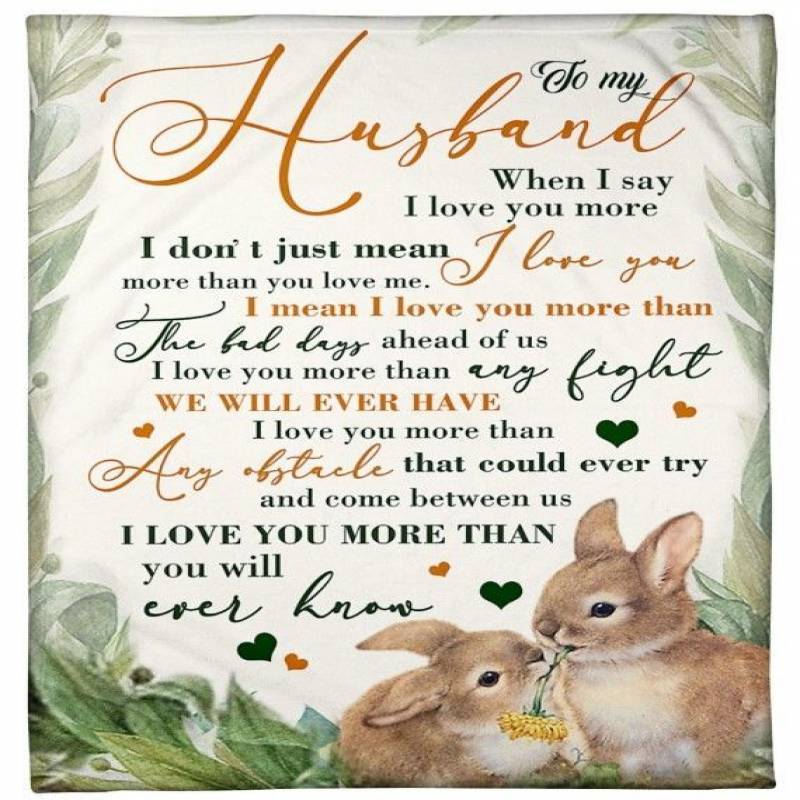 Rabbit To My Husband I Love You CLM2412554S Sherpa Fleece Blanket