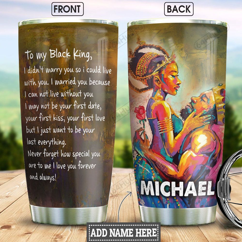 Black King Husband Personalized Hhs2212002  Stainless Steel Tumbler Travel Customize Name, Text, Number, Image