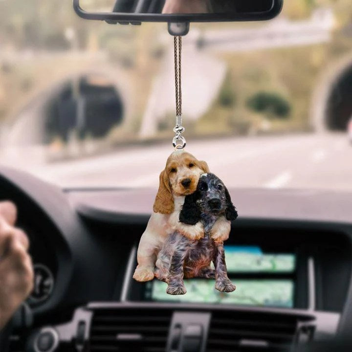 Waybackapparel English Cocker Spaniel Puppy Couple Car Hanging Ornament