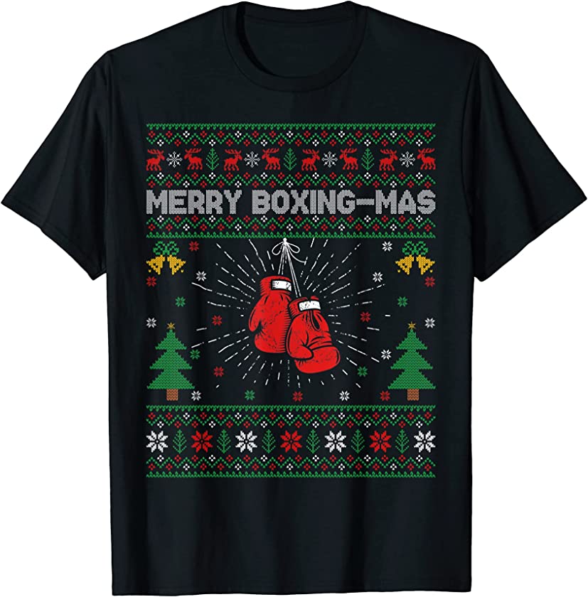 Boxing Ugly Christmas Sweater Style Boxing Xmas T-Shirt