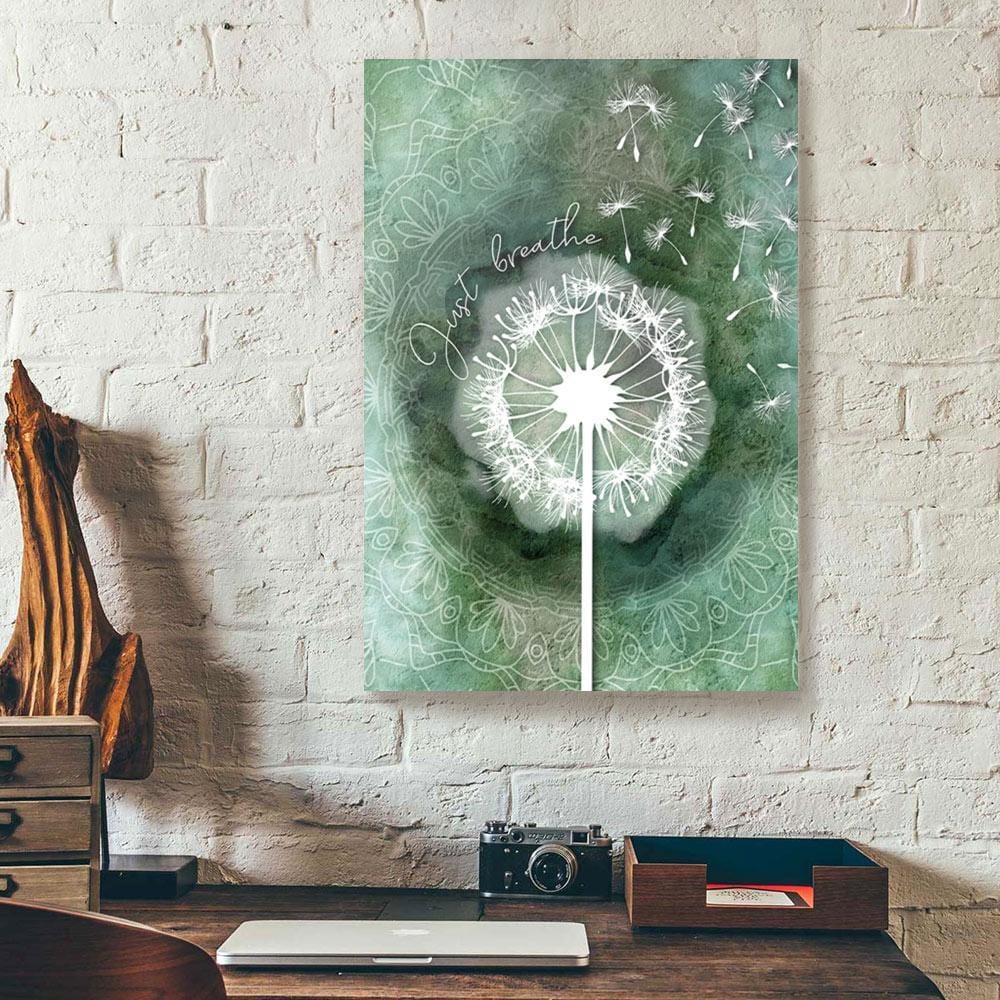 Canvas Artwork Just Breathe Dandelion Yoga Flower Wall Art Canvas Wall Art Home Decoration