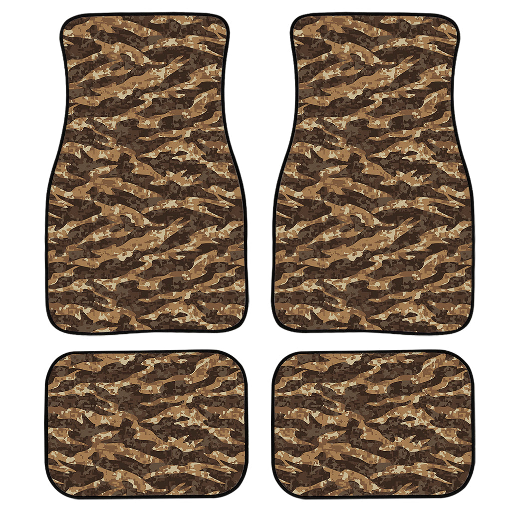 Desert Tiger Stripe Camouflage Print Front And Back Car Floor Mats, Front Car Mat