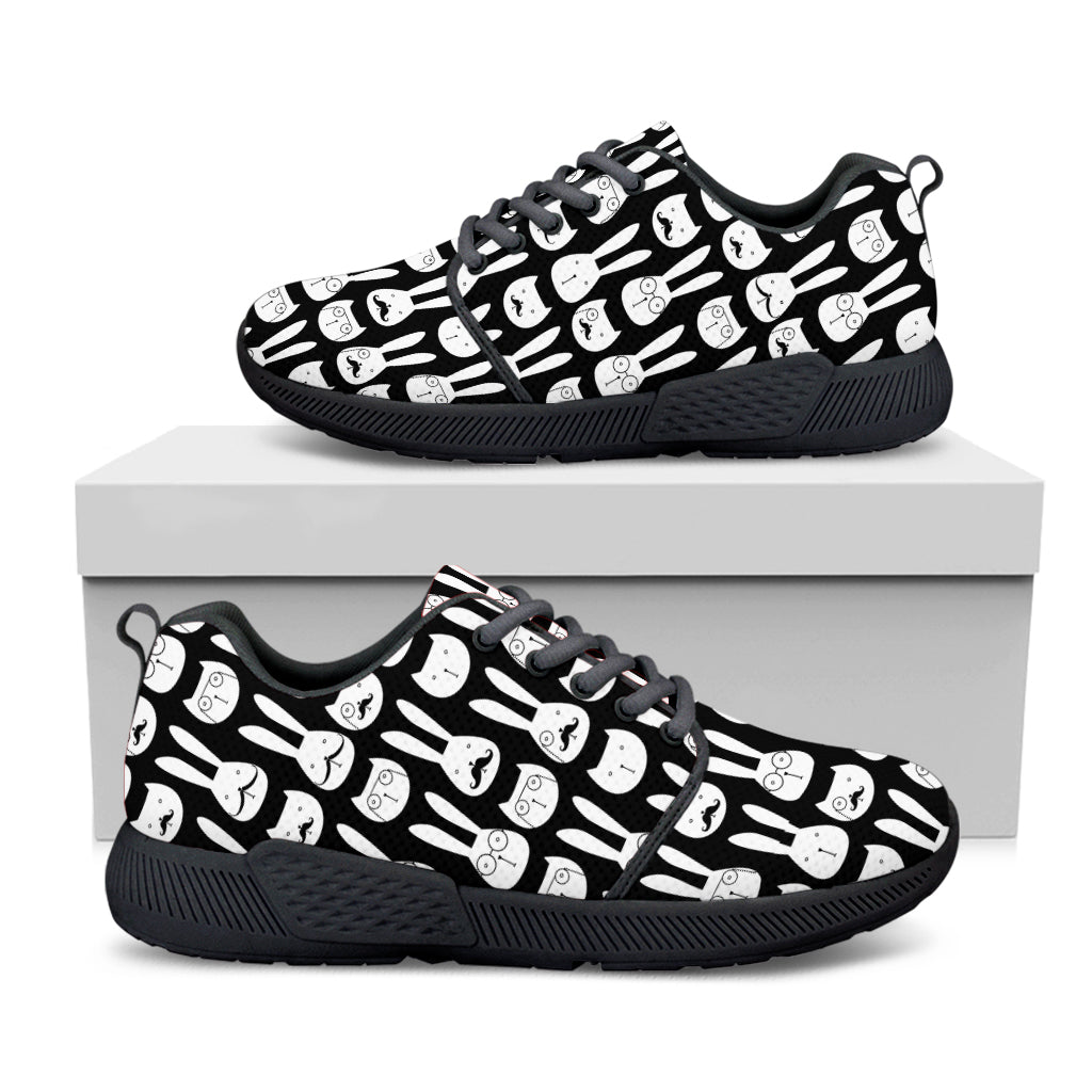 Rabbit And Cat Pattern Print Black Athletic Shoes