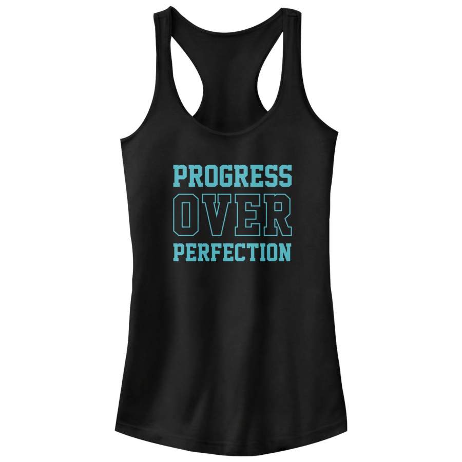 CHIN UP Junior’s Progress Over Perfection Racerback Tank Top