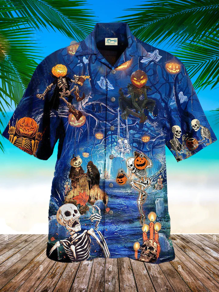 Halloween Dead Fun Print Short Sleeve Hawaii Funny Shirt Ha92662