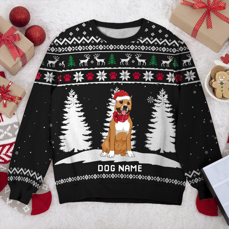 American Staffordshire Terrier Winter Dog Personalized Sweater, Dog Ugly Christmas Sweater