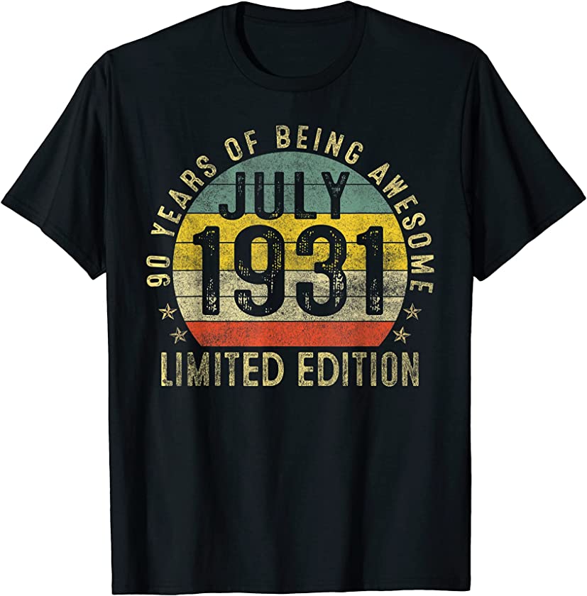 Vintage July 1931 Limited Edition 90th Birthday Sunset Tee T-Shirt