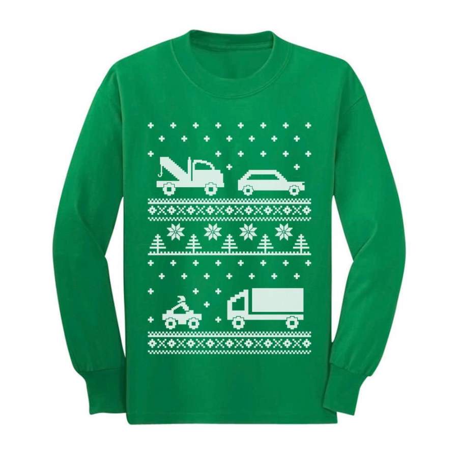 Xmas Children Clothing – Ugly Christmas Sweater Cars Toddler/Kids Long sleeve T-Shirt